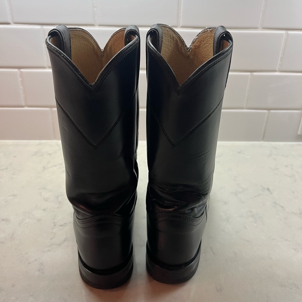 Ladies Justin Basics Black Cow Roper Boot Size 6.5 B - Picture 5 of 8